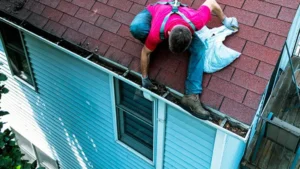 Cleaning roof gutter